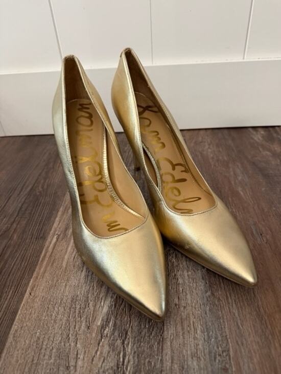 Sam Edelman Shoes - Sam Edelman Women’s Gold Metallic Stiletto Pointed Toe Dress Pumps sz 11 EUC